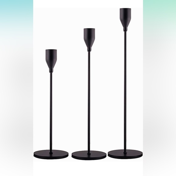Matte Black Candle Holders Set of 3 - Picture 1 of 4